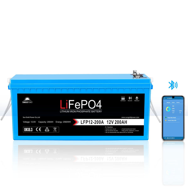 Sungold Power 12V 200Ah LiFePo4 Deep Cycle Lithium Battery Bluetooth / Self-Heating / IP65