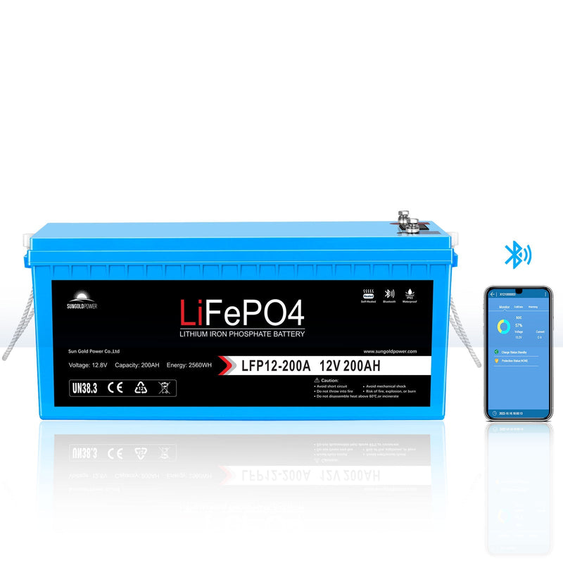 Sungold Power 12V 200Ah LiFePo4 Deep Cycle Lithium Battery Bluetooth / Self-Heating / IP65