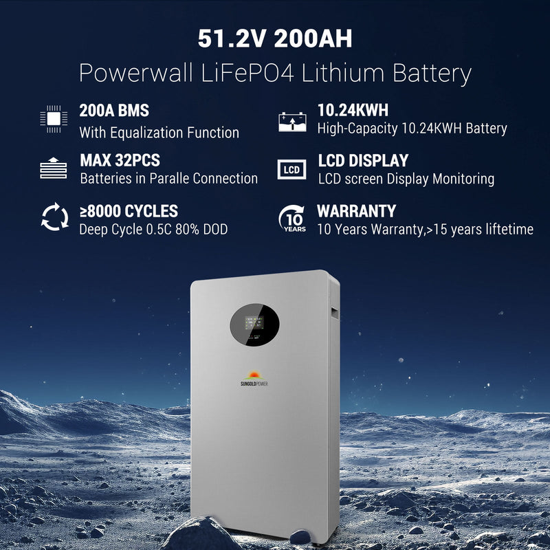 Sungold Power | Powerwall X Lithium Battery | 51.2V 200Ah | SG48200T (PRE-ORDER: ETA EARLY SEPTEMBER)
