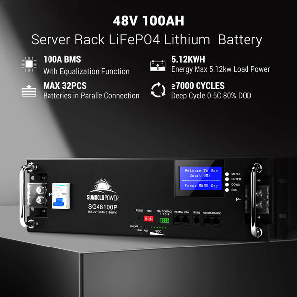 Sungold Power | 4 X 48V 100Ah Server Rack LiFePO4 Lithium Battery | SG48100P (PRE-ORDER: ETA EARLY AUGUST)