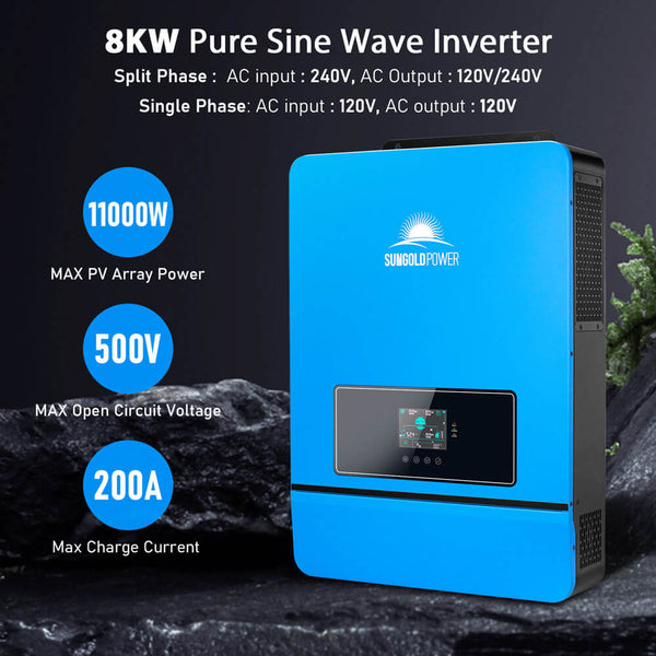 Sungold Power Complete Off-Grid Solar Kit 8000W 48V 120V/240V output 10.24KWH Lithium Battery 5400 Watt Solar Panel