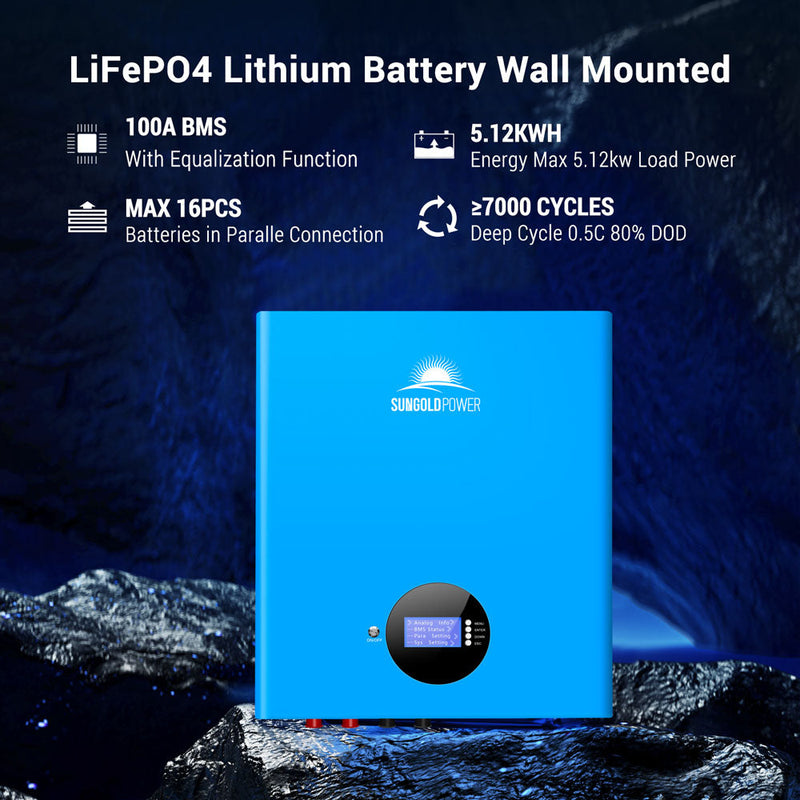 Sungold Power Off-Grid Solar Kit 6000W 48VDC 120V/240V LifePo4 10.48KWH Power Wall Lithium Battery 8 X 370 Watts Solar Panels
