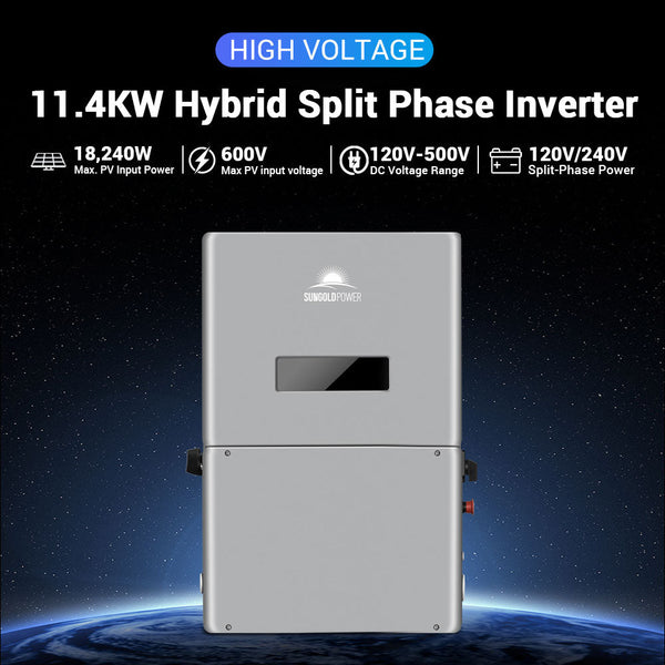 SunGold Power | High Voltage 11.4kW Hybrid Split Phase Inverter | APS Transmitter | SG11.4KHB-HV