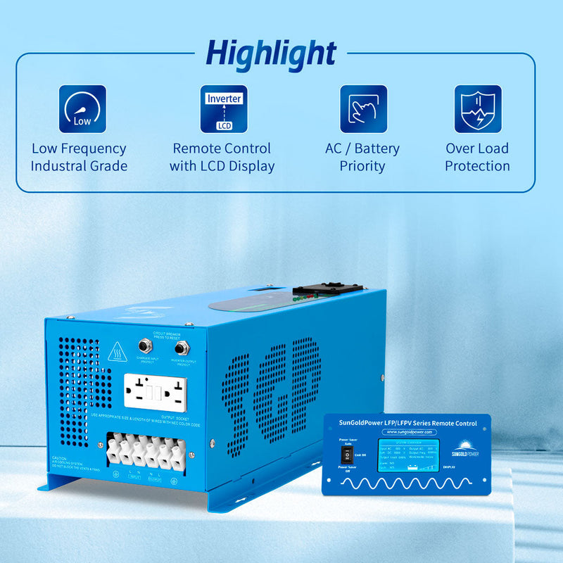 Sungold Power 2000W DC 12V Pure Sine Wave Inverter With Charger