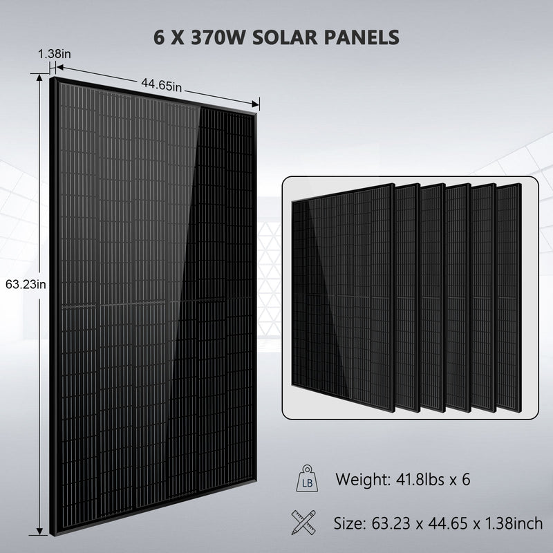 Sungold Power Off-Grid Solar Kit 6000W 24VDC 120V/240V LiFePO4 10.24KWH Lithium Battery 6 X 370 Watt Solar Panels