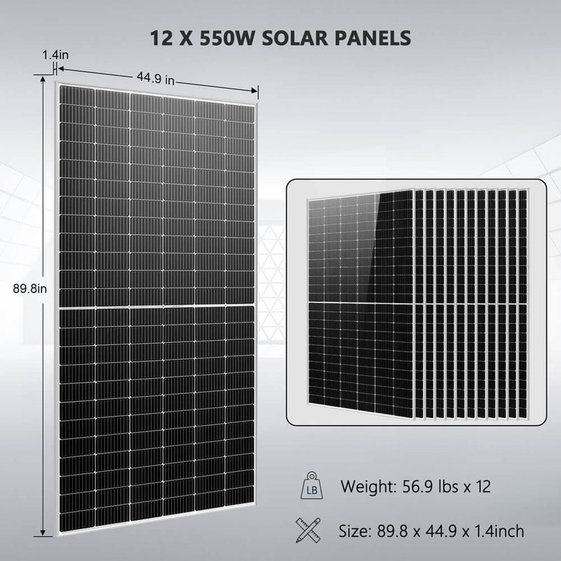 Sungold Power Off-Grid Solar Kit 12 X 550 WATTS SOLAR PANELS 25.6KWH LITHIUM BATTERY 10KW SOLAR INVERTER 48VDC 120V/240V