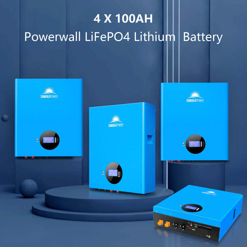 Sungold Power Off-Grid Solar Kit 10000W 48VDC 120VAC/240V 20.48KWH Powerwall Lithium Battery 12 X 415 Watts Solar Panels