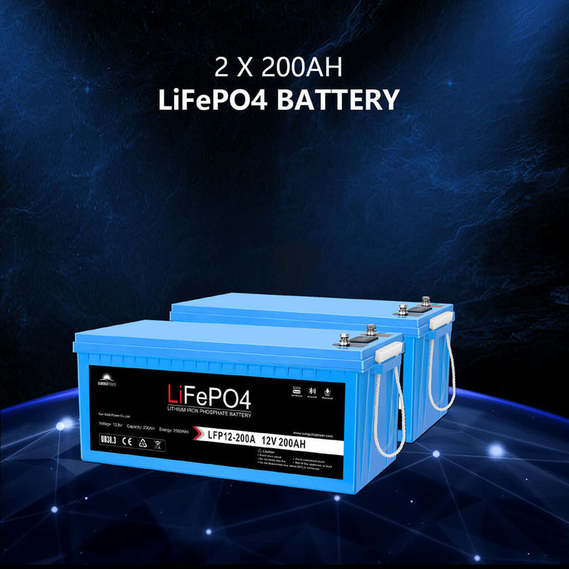 Sungold Power Off-Grid Solar Kit 4000W Inverter 12VDC 120V/240V LiFePO4 Battery 1200 Watt Solar Back Up