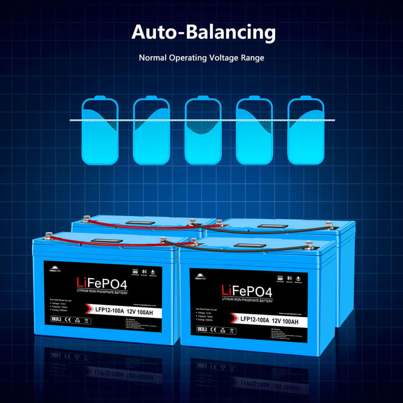 Sungold Power 12V 100AH LiFePO4 Deep Cycle Lithium Battery / Bluetooth /Self-heating / IP65