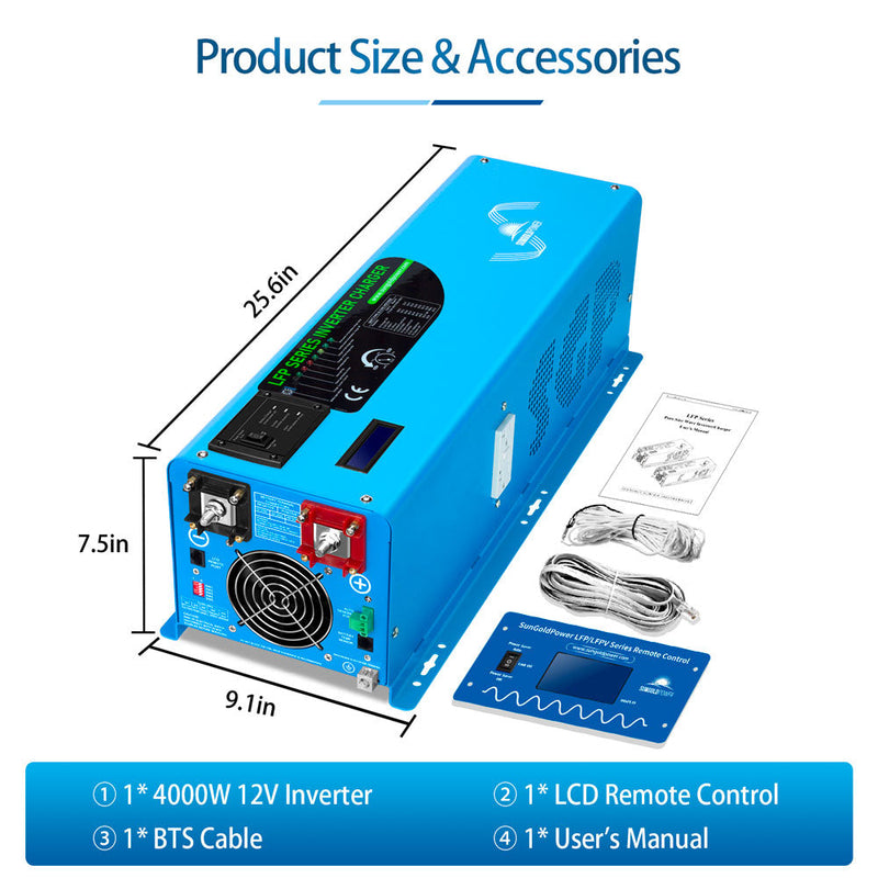 Sungold Power 4000W DC 12V Pure Sine Wave Inverter With Charger (Pre-order: ETA Mid August)