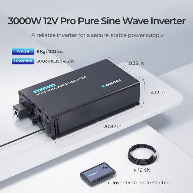 Renogy PRO 3000-Watt 12-Volt Pure Sine Wave Inverter w/ EcoSleep Mode