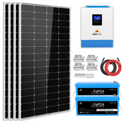 Sungold Power Solar Kit 3000W 24V Inverter 120V output Lithium Battery 800 Watt Solar Panel
