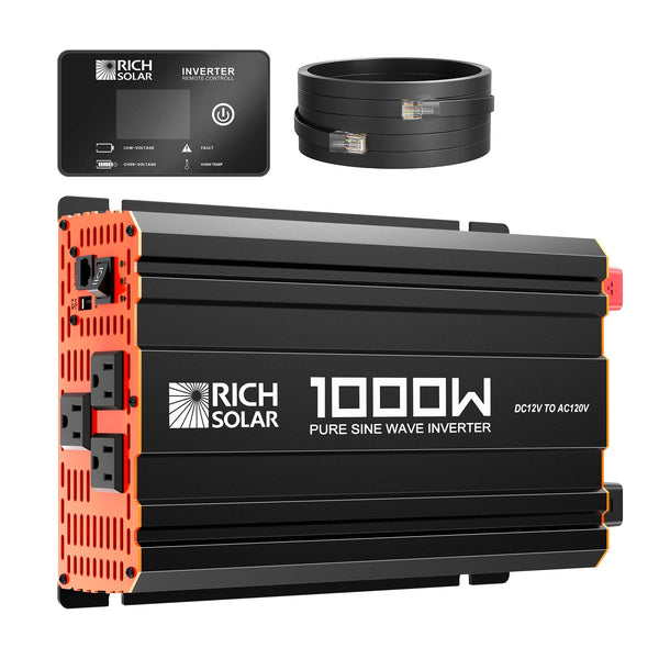 RICH SOLAR NOVA PURE 1K | 1000 Watt (1kW) 12 Volt Industrial Pure Sine Wave Inverter | Powerful 1000W 12V Off-Grid Inverter for RVs, Trailers, Campers, Vans, Trucks, Overlanders, Boats | Top Rated