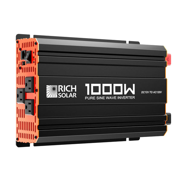RICH SOLAR NOVA PURE 1K | 1000 Watt (1kW) 12 Volt Industrial Pure Sine Wave Inverter | Powerful 1000W 12V Off-Grid Inverter for RVs, Trailers, Campers, Vans, Trucks, Overlanders, Boats | Top Rated