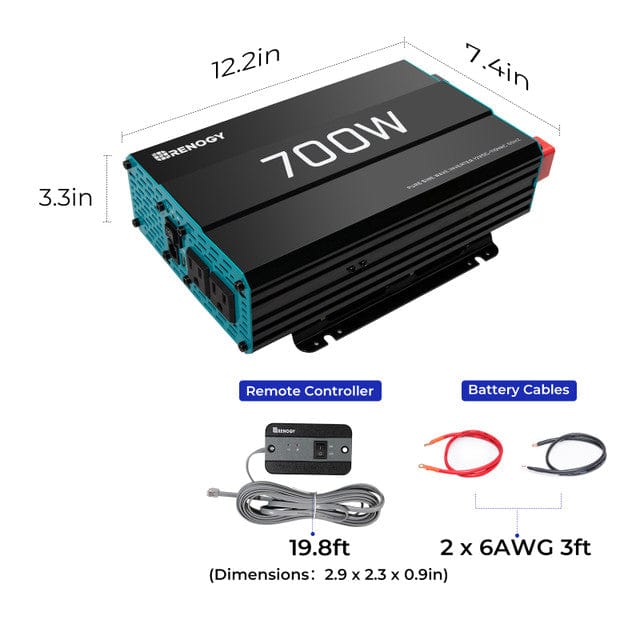 Renogy 700W Pure Sinusoidal Inverter, 120Vac