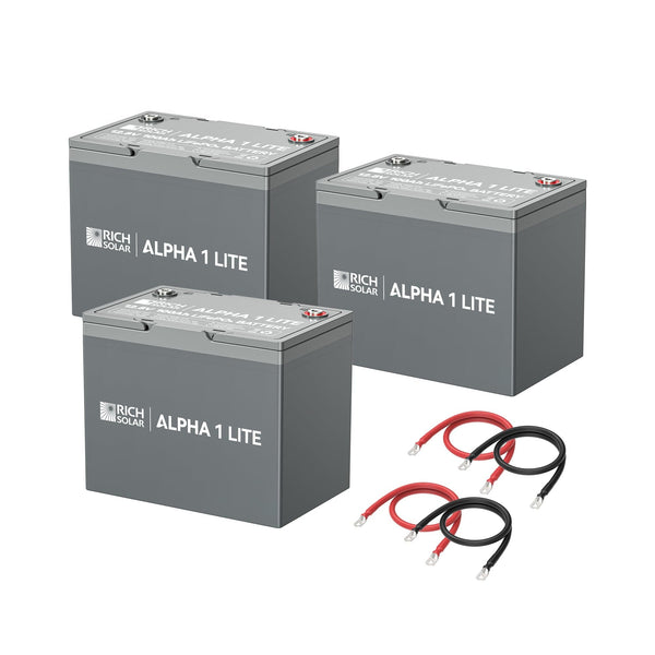 RICH SOLAR | 300Ah 12V LiFePO4 Off-Grid Battery Kit | 3.8kWh Deep Cycle Lithium Battery Bank | 3 X ALPHA 1 LITE in Parallel