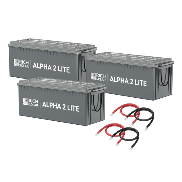 RICH SOLAR | 600Ah 12V LiFePO4 Off-Grid Battery Kit | 7.6kWh Deep Cycle Lithium Battery Bank | 3 X ALPHA 2 LITE in Parallel