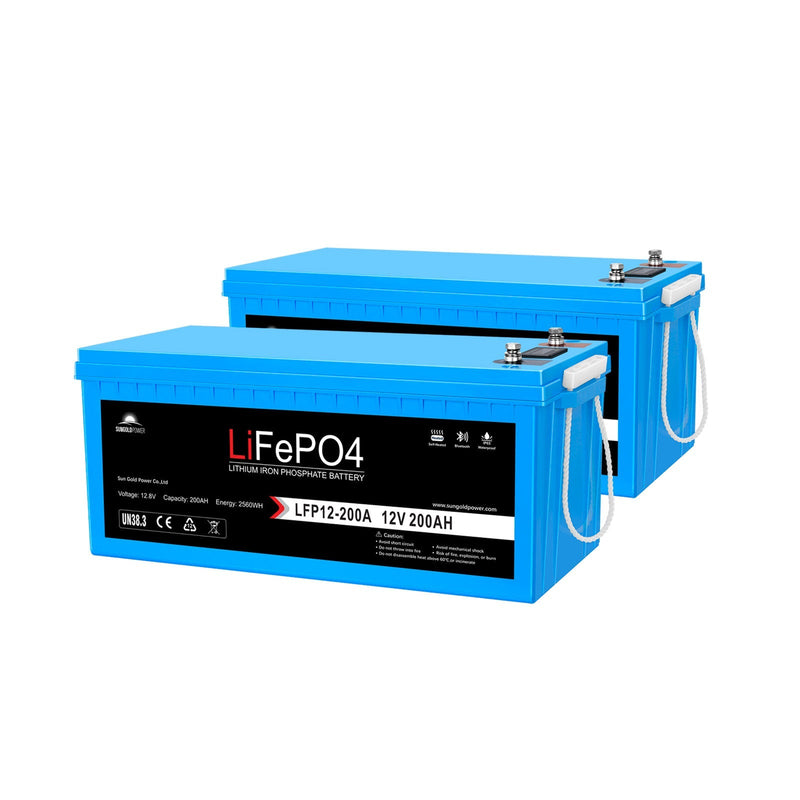 Sungold Power | 2 X 12V 200Ah LiFePO4 Deep Cycle Lithium Battery | Bluetooth / Self-Heating / IP65