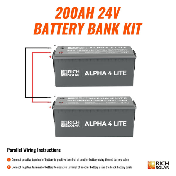 RICH SOLAR 2 x ALPHA 4 LITE | 24V | 200Ah | 5.1kWh Lithium Battery Bank