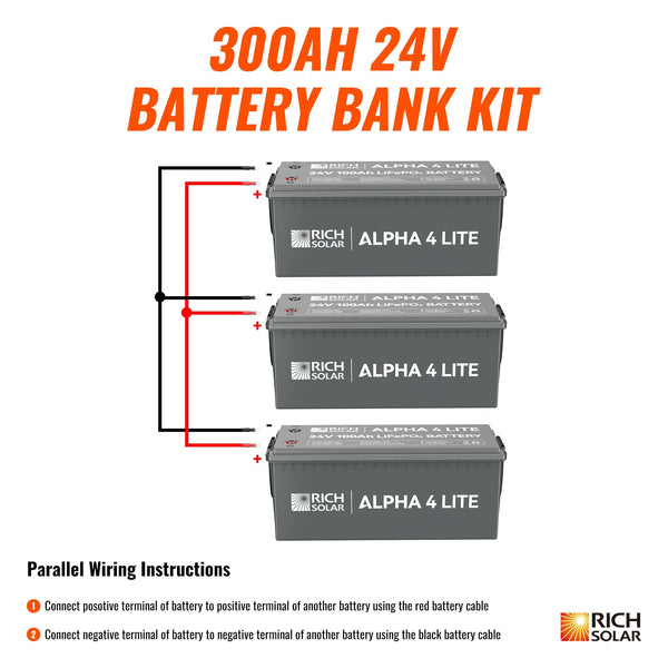 RICH SOLAR 3 x ALPHA 4 LITE | 300Ah | 7.6kWh Lithium Battery Bank