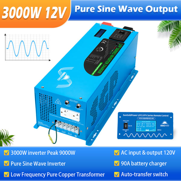 Sungold Power 3000W DC 12V Pure Sine Wave Inverter With Charger (Pre-Order: ETA Mid August)