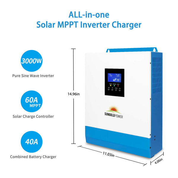 Sungold Power Solar Kit 3000W 24V Inverter 120V output Lithium Battery 800 Watt Solar Panel