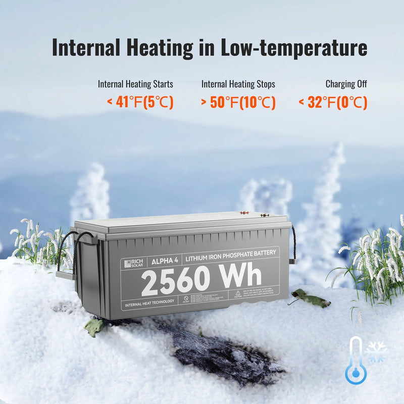 RICH SOLAR ALPHA 4 | 24V 100Ah LiFePO4 Battery | Powerful 24V Lithium Battery for RVs, Trailers, Vans, Boats, Off-Grid | 5,000 Lifetime Cycles | Bluetooth and Internal Heat Technology