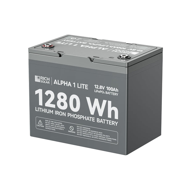 RICH SOLAR ALPHA 1 LITE | 12V 100Ah LiFePO4 Battery | Lightweight 12V Lithium Battery for RVs, Trailers, Vans, Boats, Off-Grid | 4,000 Lifetime Cycles | Best Value