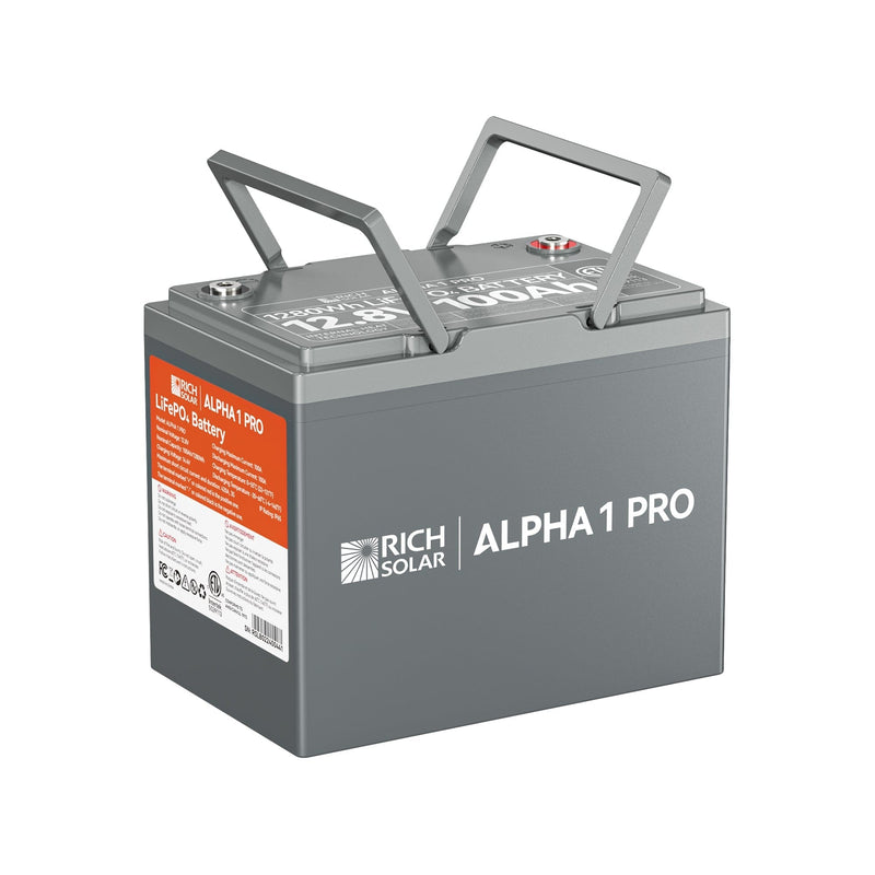 RICH SOLAR ALPHA 1 PRO | 12V 100Ah LiFePO4 Battery | Premium 12V Lithium Battery for Off-Grid, RVs, Boats | 7,000 Lifetime Cycles | 10-Year Warranty | UL1973 Certified