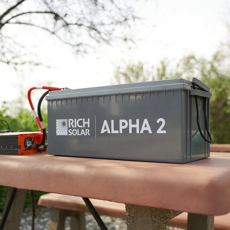 RICH SOLAR ALPHA 2 - 12V 200Ah LiFePO4 Battery, 5,000 Cycles, Bluetooth & Internal Heat Technology