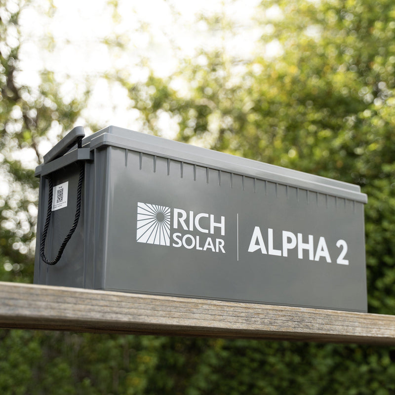 RICH SOLAR ALPHA 2 - 12V 200Ah LiFePO4 Battery, 5,000 Cycles, Bluetooth & Internal Heat Technology