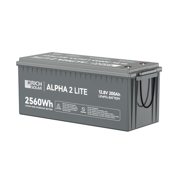 RICH SOLAR ALPHA 2 LITE | 12V 200Ah LiFePO4 Battery | Best 12V Deep Cycle Lithium Battery for RVs, Trailers, Vans, Boats, Off-Grid | 4,000 Lifetime Cycles | Best Value