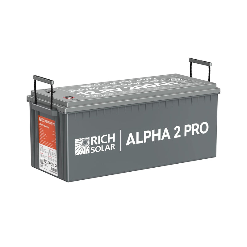 RICH SOLAR ALPHA 2 PRO | 12V 200Ah LiFePO4 Battery | Premium 12V Lithium Battery for RVs, Cabins, Tiny Homes | 7,000 Lifetime Cycles | 10 Year Warranty | UL1973 Certified