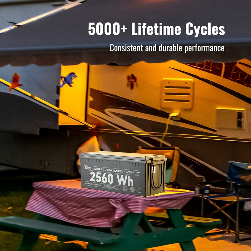 RICH SOLAR ALPHA 4 | 24V 100Ah LiFePO4 Battery | Powerful 24V Lithium Battery for RVs, Trailers, Vans, Boats, Off-Grid | 5,000 Lifetime Cycles | Bluetooth and Internal Heat Technology