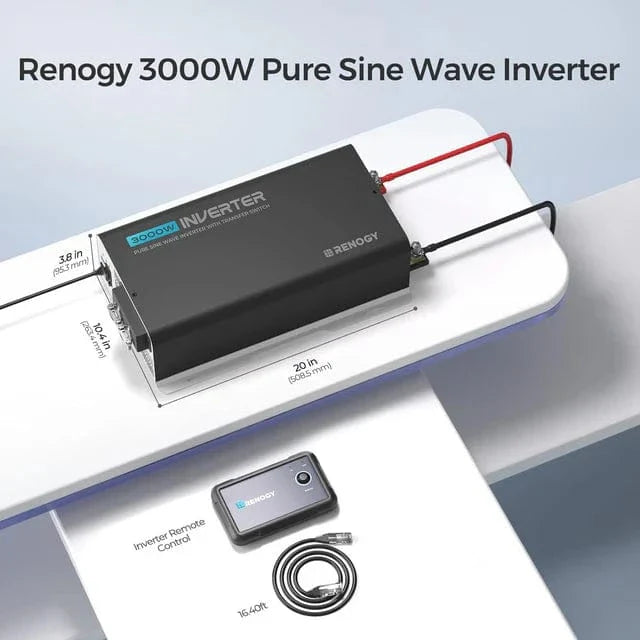 Renogy 3000-Watt 12-Volt Pure Sine Wave Inverter w/ UPS Transfer Switch and Built-in Bluetooth