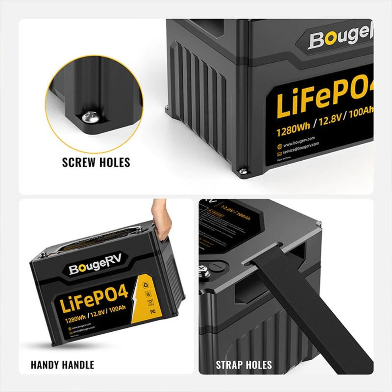BougeRV 12V 1280Wh/100Ah LiFePO4 Battery