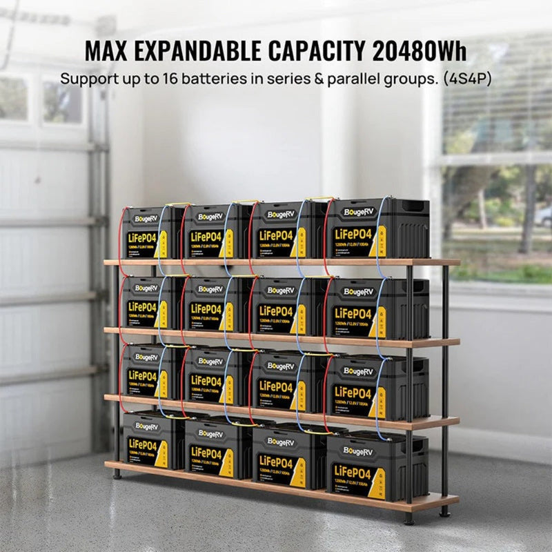 BougeRV 12V 1280Wh/100Ah LiFePO4 Battery