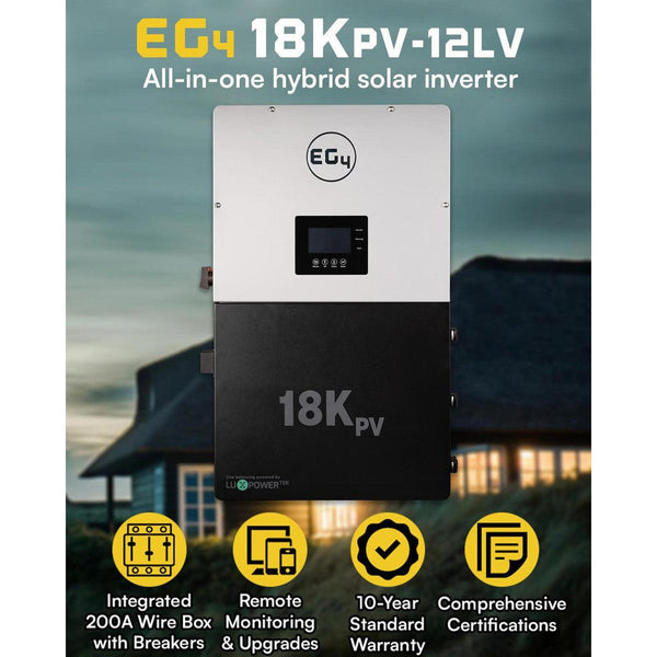EG4 18KPV Hybrid Inverter All-In-One Solar Inverter | 18000W PV Input | 12000W Output | 48V 120/240V Split Phase | EG4-18KPV-12LV