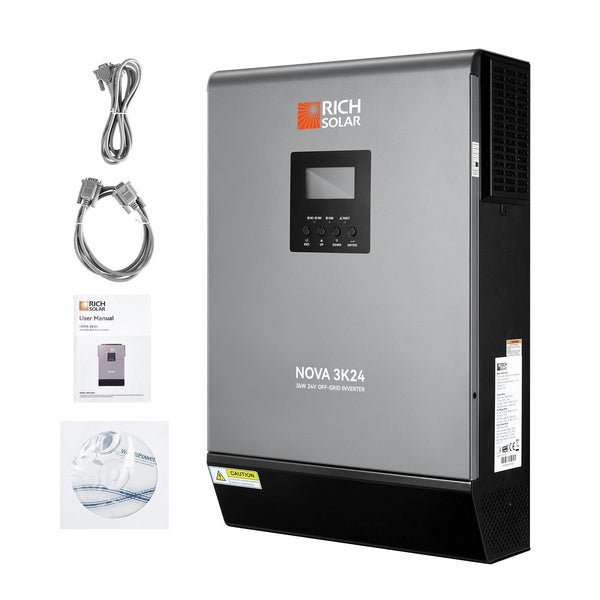 NOVA MAX 3K | 3000 Watt (3kW) 24 Volt Off-Grid Hybrid Solar Inverter | Powerful 3000W 24V Hybrid Inverter for RVs, Trailers, Campers, Vans, Trucks, Overlanders, Boats | #1 Ranked 24V Hybrid Inverter (BACKORDER - ETA: AUGUST)