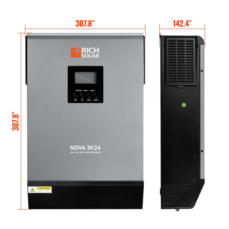NOVA MAX 3K | 3000 Watt (3kW) 24 Volt Off-Grid Hybrid Solar Inverter | Powerful 3000W 24V Hybrid Inverter for RVs, Trailers, Campers, Vans, Trucks, Overlanders, Boats | #1 Ranked 24V Hybrid Inverter (BACKORDER - ETA: AUGUST)