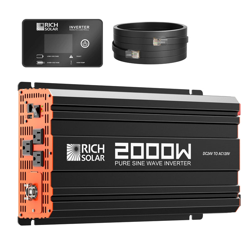 RICH SOLAR NOVA PURE MAX 2K | 2000 Watt (2kW) 24 Volt Industrial Pure Sine Wave Inverter | Premier 2000W 24V Off-Grid Inverter for RVs, Trailers, Campers, Vans, Trucks, Overlanders, Boats | #1 Ranked 24V Pure Sine Wave Inverter