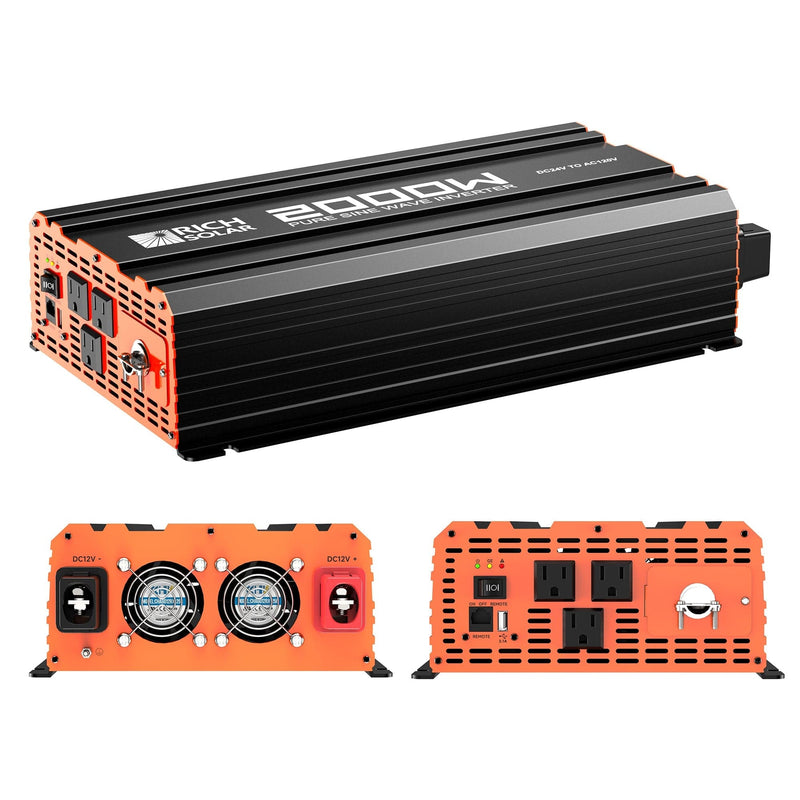 RICH SOLAR NOVA PURE MAX 2K | 2000 Watt (2kW) 24 Volt Industrial Pure Sine Wave Inverter | Premier 2000W 24V Off-Grid Inverter for RVs, Trailers, Campers, Vans, Trucks, Overlanders, Boats | #1 Ranked 24V Pure Sine Wave Inverter
