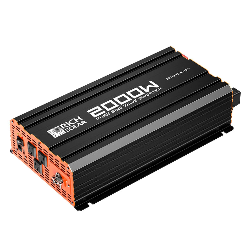 RICH SOLAR NOVA PURE MAX 2K | 2000 Watt (2kW) 24 Volt Industrial Pure Sine Wave Inverter | Premier 2000W 24V Off-Grid Inverter for RVs, Trailers, Campers, Vans, Trucks, Overlanders, Boats | #1 Ranked 24V Pure Sine Wave Inverter