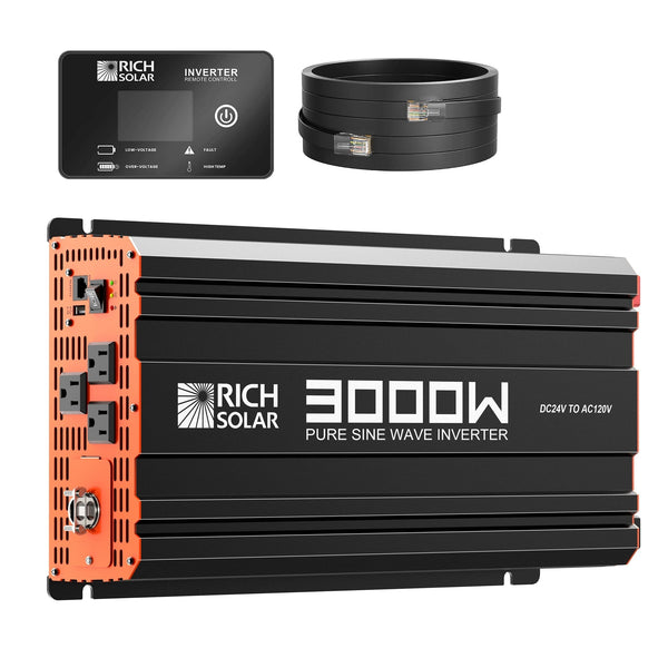RICH SOLAR NOVA PURE MAX 3K | 3000 Watt (3kW) 24 Volt Industrial Pure Sine Wave Inverter | Premier 3000W 24V Off-Grid Inverter for RVs, Trailers, Campers, Vans, Trucks, Overlanders, Boats | #1 Ranked 24V Pure Sine Wave Inverter