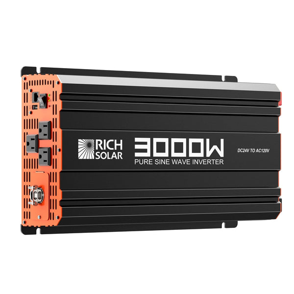 RICH SOLAR NOVA PURE MAX 3K | 3000 Watt (3kW) 24 Volt Industrial Pure Sine Wave Inverter | Premier 3000W 24V Off-Grid Inverter for RVs, Trailers, Campers, Vans, Trucks, Overlanders, Boats | #1 Ranked 24V Pure Sine Wave Inverter