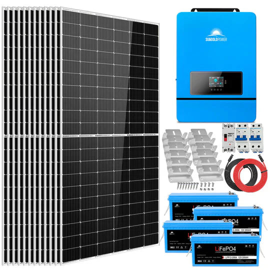 Sungold Power Complete Off-Grid Solar Kit 8000W 48V 120V/240V output 10.24KWH Lithium Battery 5400 Watt Solar Panel