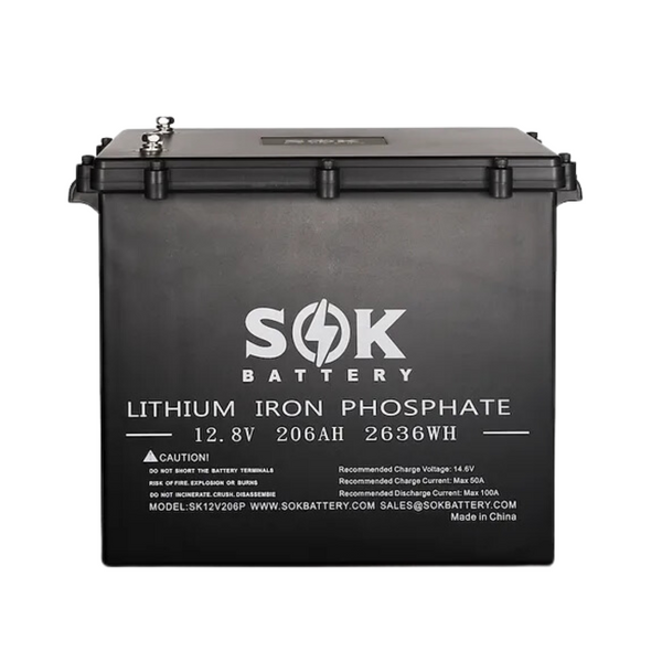 SOK Battery 12V 206Ah LiFePO4 Marine Grade Battery