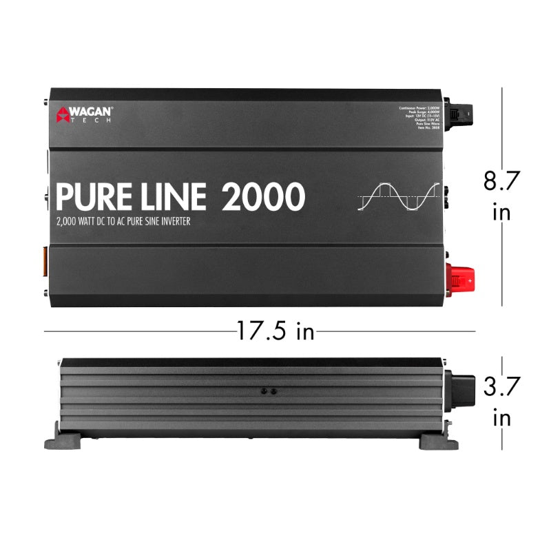 Wagan Tech Pure Line 2000 Watt (PSW) Inverter in Black