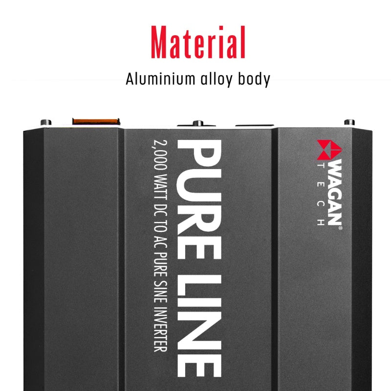 Wagan Tech Pure Line 2000 Watt (PSW) Inverter in Black