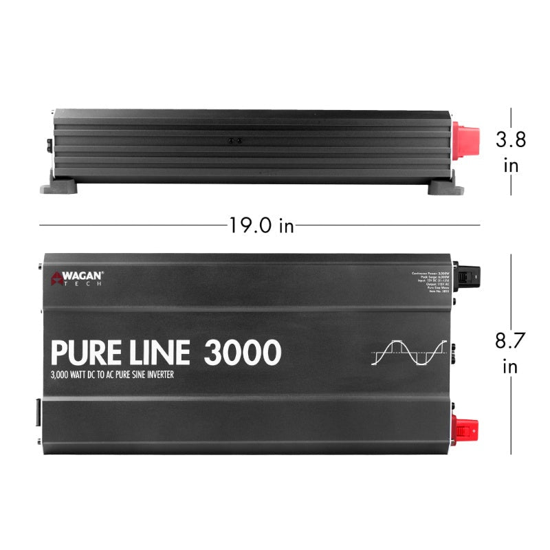 Wagan Tech Pure Line 3000 Watt (PSW) Inverter in Black